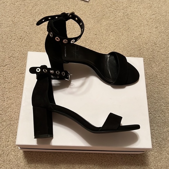 Aquatalia Suede Studded Ankle Strap Sandals - Picture 3 of 6